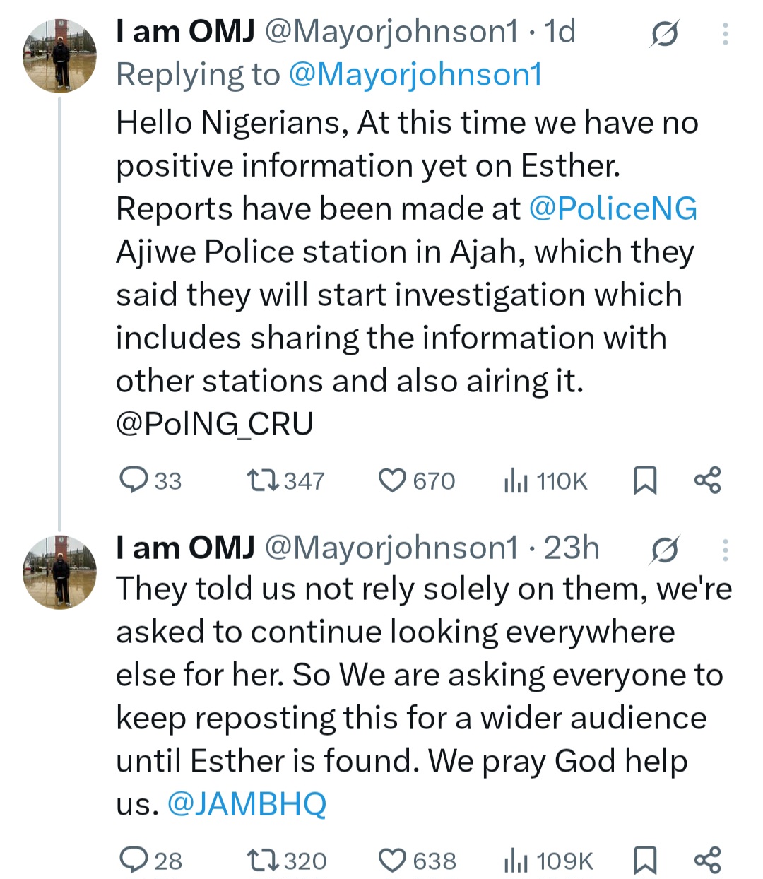 Girl who went missing while going for JAMB exam is found