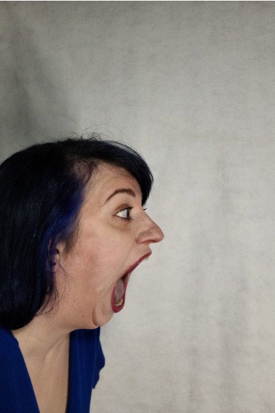 woman with open largest mouth