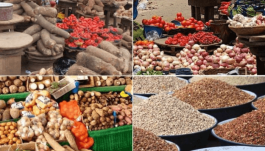 Bags of rice, beans, tomatoes, and other food items this week's prices