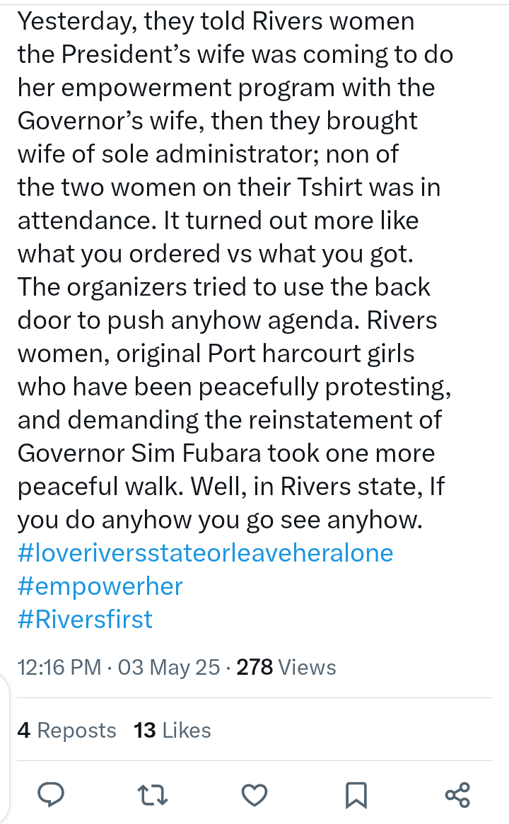They Told Rivers Women The President's Wife Was Coming Then They Brought Administrator's Wife-According to Dokubo