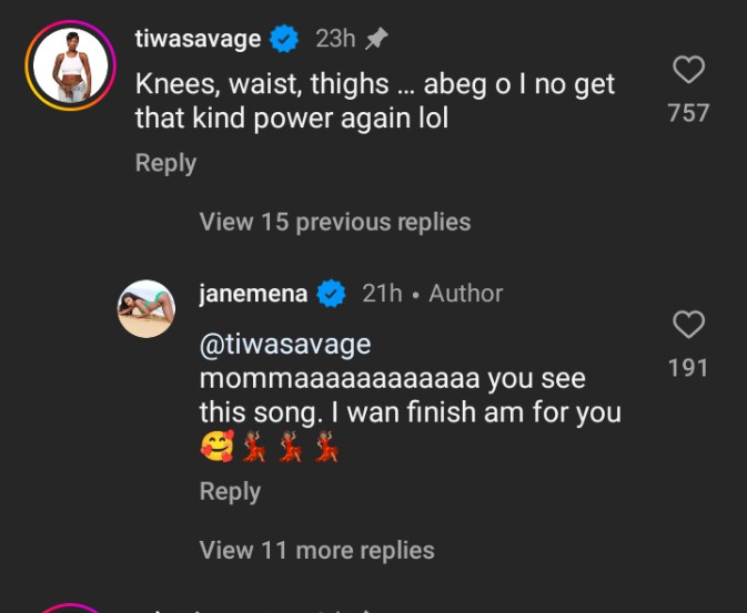 I Don't Have The Power To Be On Top Of A Man Again-Tiwa Savage Tells Janemena - see Why I Don't Have The Power To Be On Top Of A Man Again-Tiwa Savage Tells Janemena - see Why