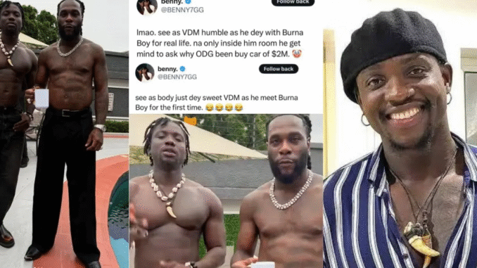 JUST-IN: VDM is a hypocrite – X influencer reacts as activist chills with Burna Boy days after calling out the singer over N3.2b car (Video)