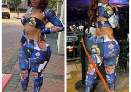 Fast-rising female singer GhettoBarbie flaunts a trendy jumpsuit as she attends Chris Brown concert