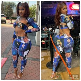 Fast-rising female singer GhettoBarbie flaunts a trendy jumpsuit as she attends Chris Brown concert