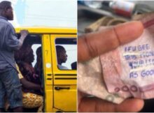 Man who received N200 change from conductor shares strange message on note