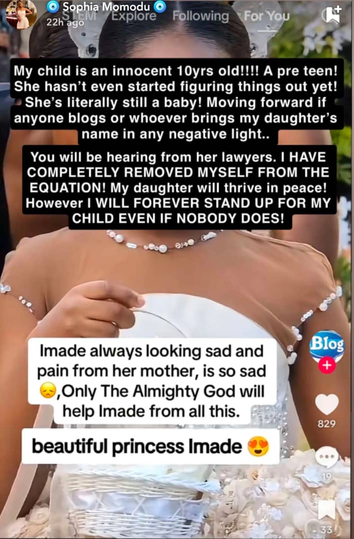 Sophia Momodu clears the air says she didnt stop Imade from attending Davidos birthday