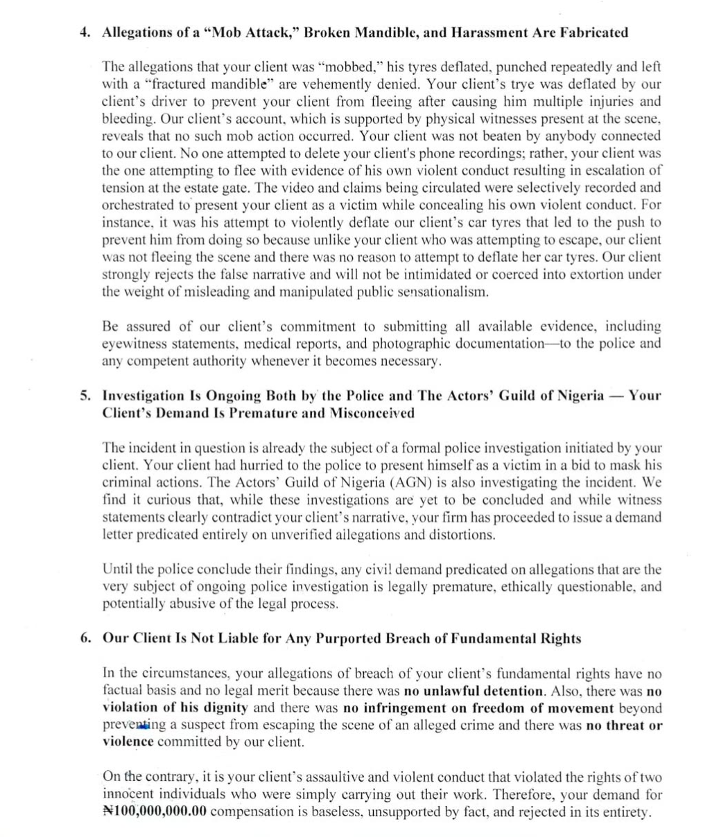 Peggy Ovire fires back at Actor Taiye Arimoro denies all his allegations in fresh legal response