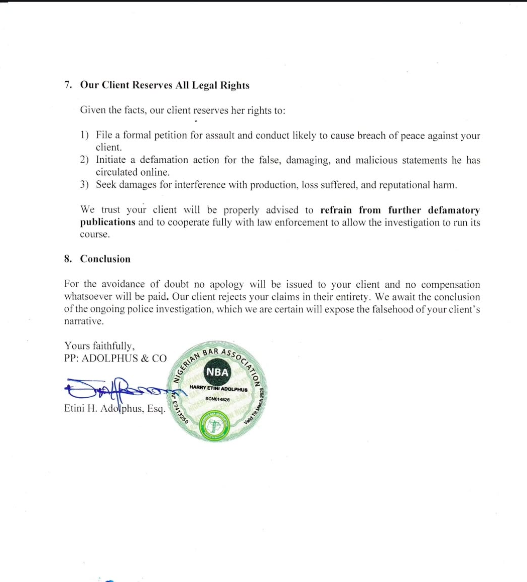 Peggy Ovire fires back at Actor Taiye Arimoro denies all his allegations in fresh legal response