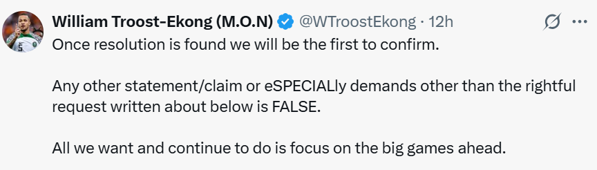Super Eagles Captain Ekong Confirms Training Boycott
