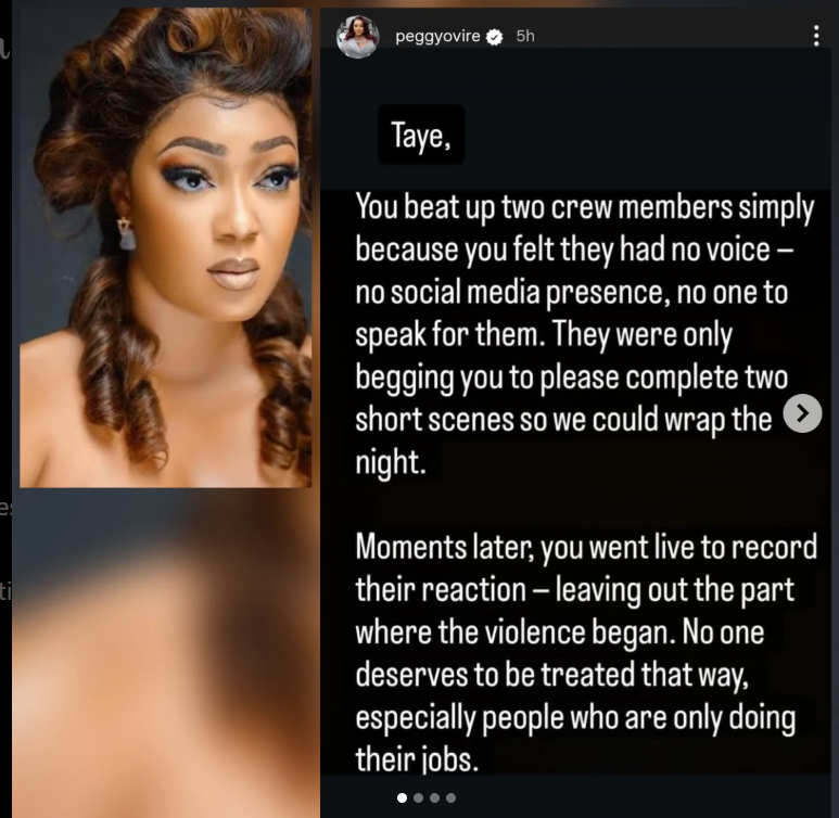 Peggy Ovire shares her side of the story amid altercation with actor Taye Arimoro