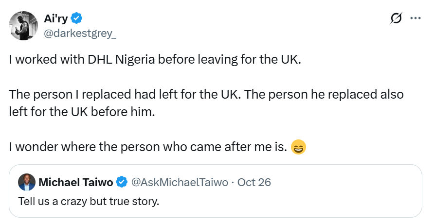 Man reveals how everyone who held the same role at his office, including him, relocated to the UK