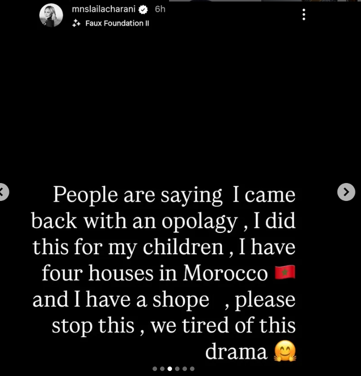 Ned Nwoko's Moroccan wife, Laila, reacts again as she responds to Regina Daniels claims in ongoing family drama