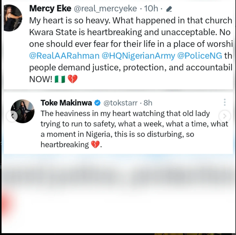 Davido, Iyabo Ojo and other celebrities react to Kwara state killings