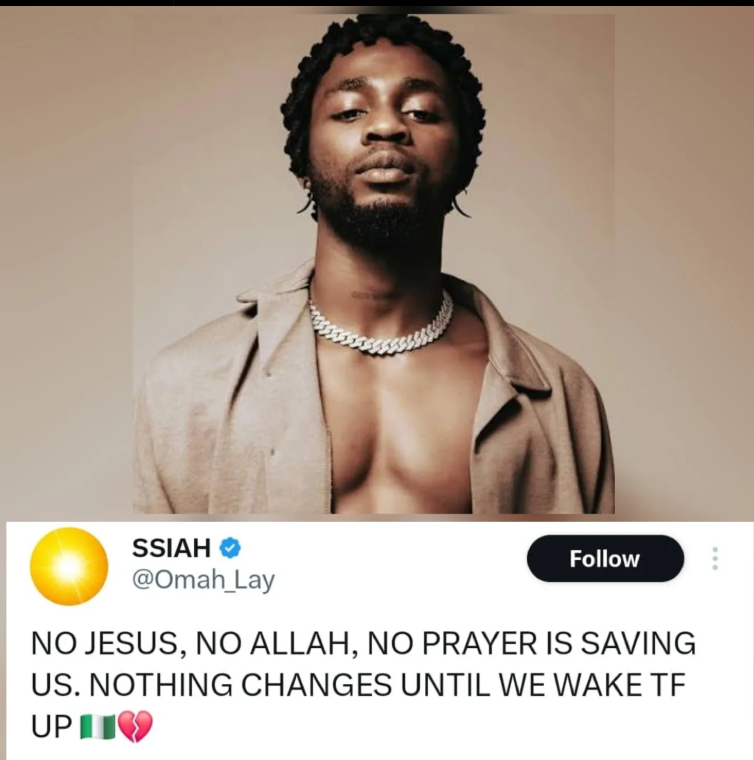 No Jesus, no Allah, no prayer is saving us  Omah Lay fumes as he reacts to the state of the nation