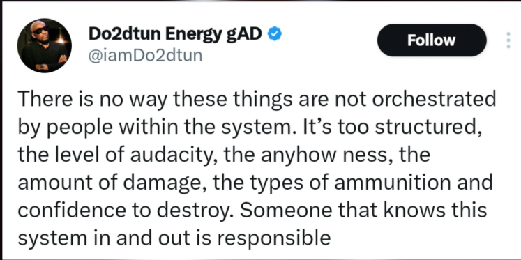 Someone within the system is responsible  OAP Do2dtun reacts to Nigerias current situation