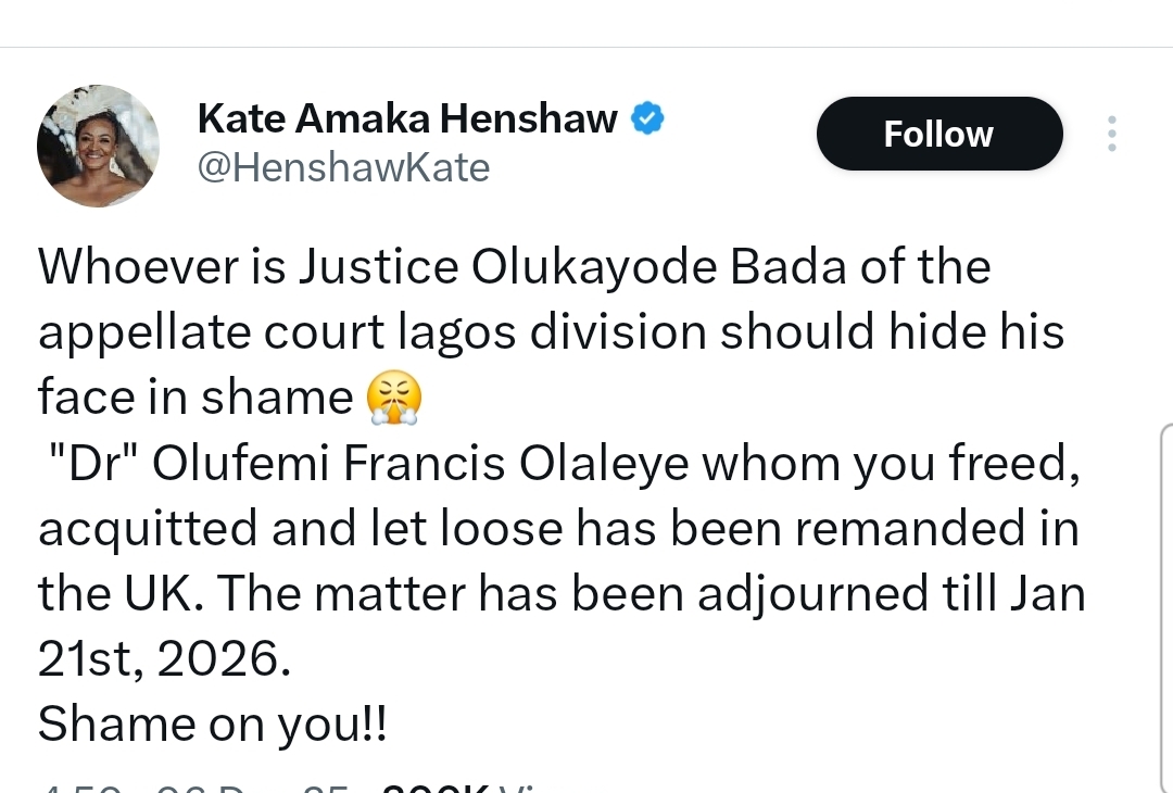 Actress Kate Henshaw and a lawyer clash on X over court ruling on Dr Olufemi Olaleye
