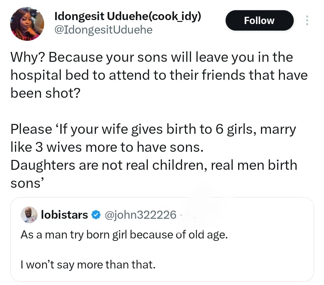 Nigerians argue online after man claims daughters dont count as real children