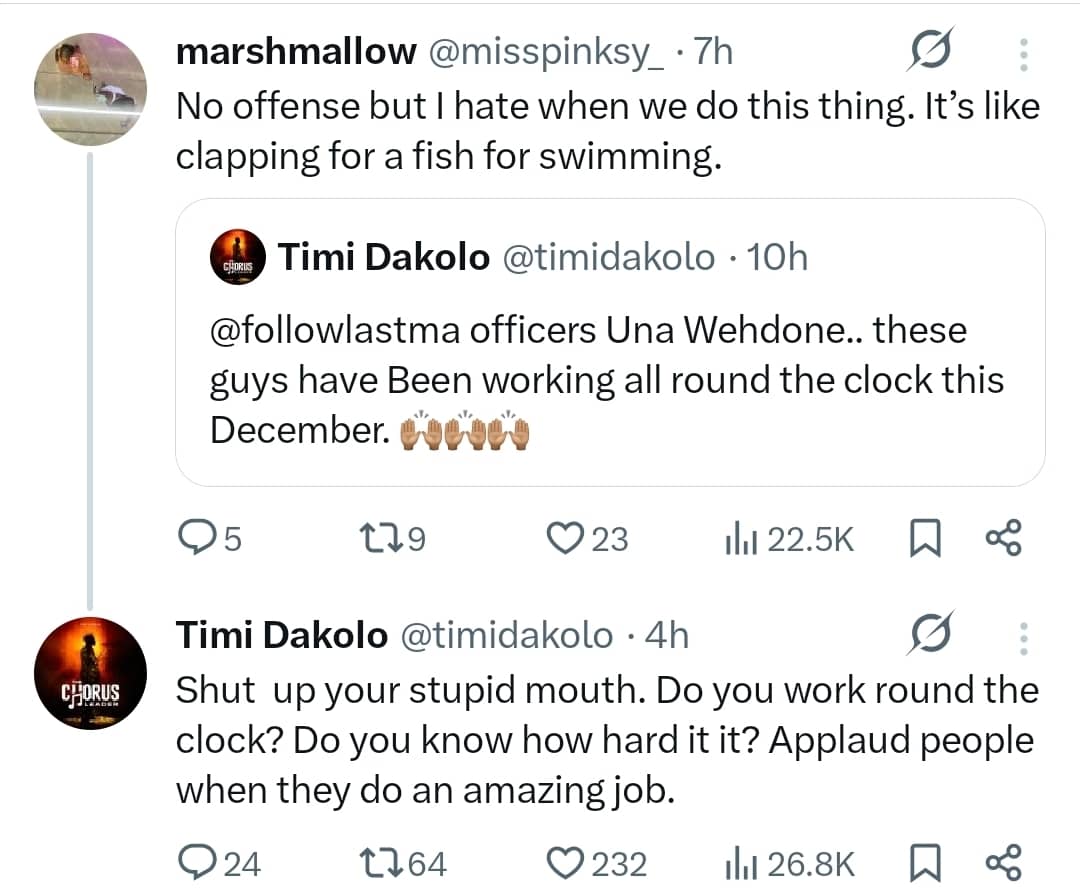 Singer Timi Dakolo claps back after being criticised for praising LASTMA officers