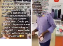Honest customer returns 400k mistakenly sent to him twice by store owner