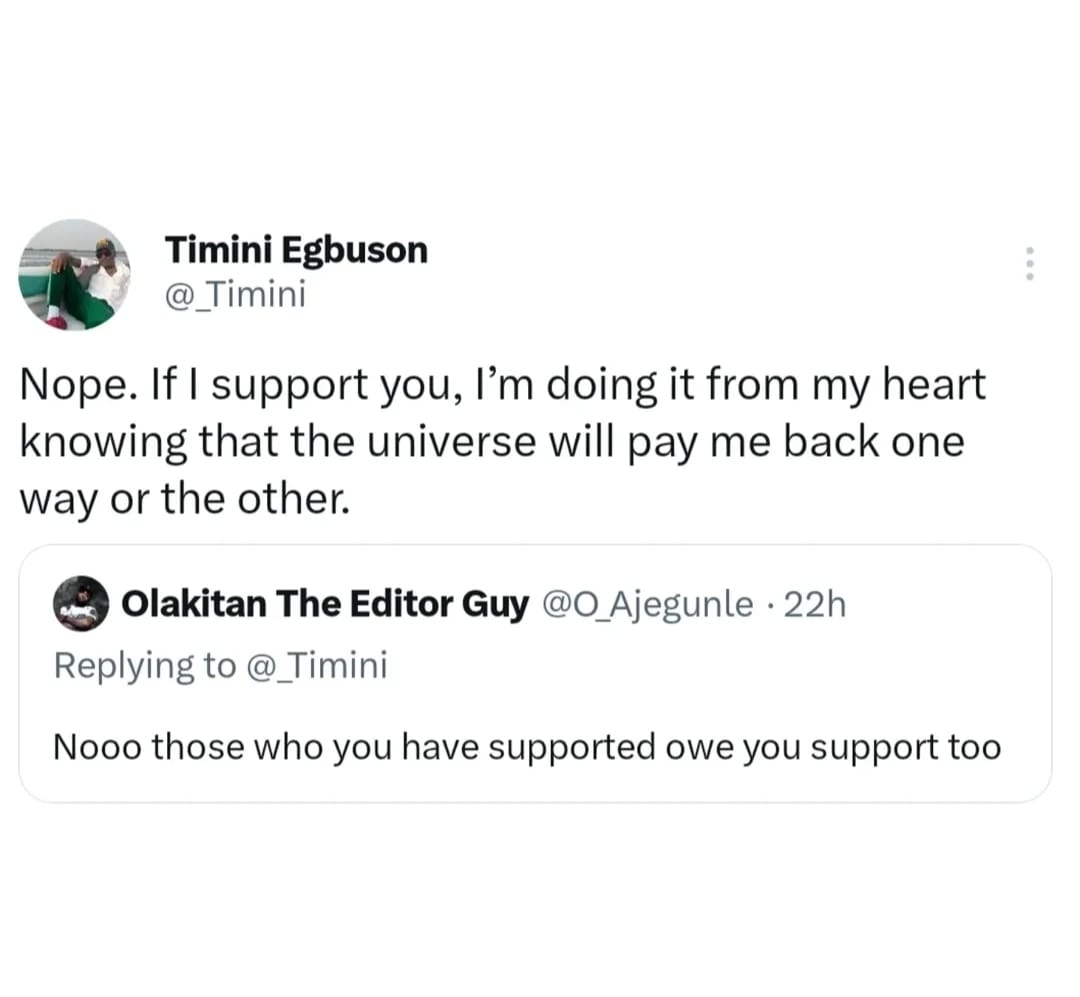 Actor Timini Egbuson sparks debate with comments on support and entitlement