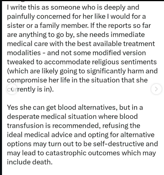 Popular personal shopper on X, Aunty Esther, who was reportedly diagnosed with cancer, refuses blood transfusion