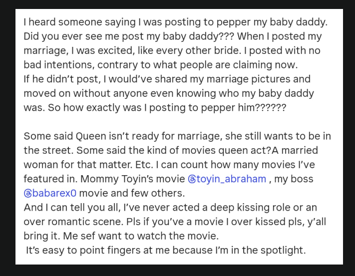 I wasnt even famous then so where did US people see me as a prostitute? BBNs Queen Mercy replies follower accusing her of ruining her marriage
