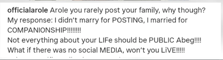 I didnt marry for posting  Woli Arole explains why he keeps his family off social media