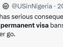Visa fraud can lead to permanent ban - US embassy warns Nigerians