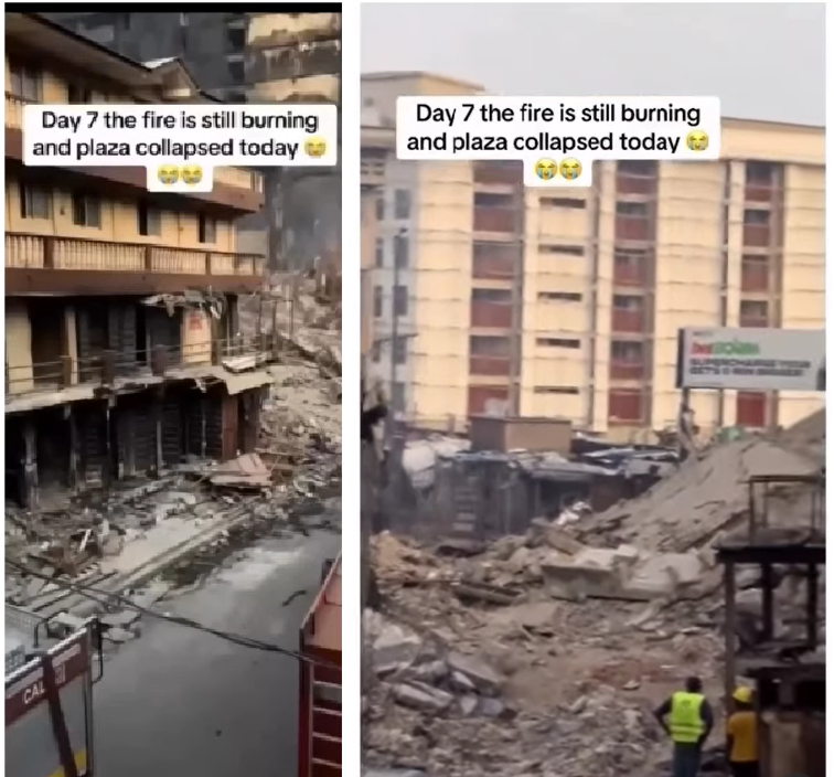 Some bodies have been recovered and the fire is still burning woman gives update on trapped victims at Great Nigeria House blaze