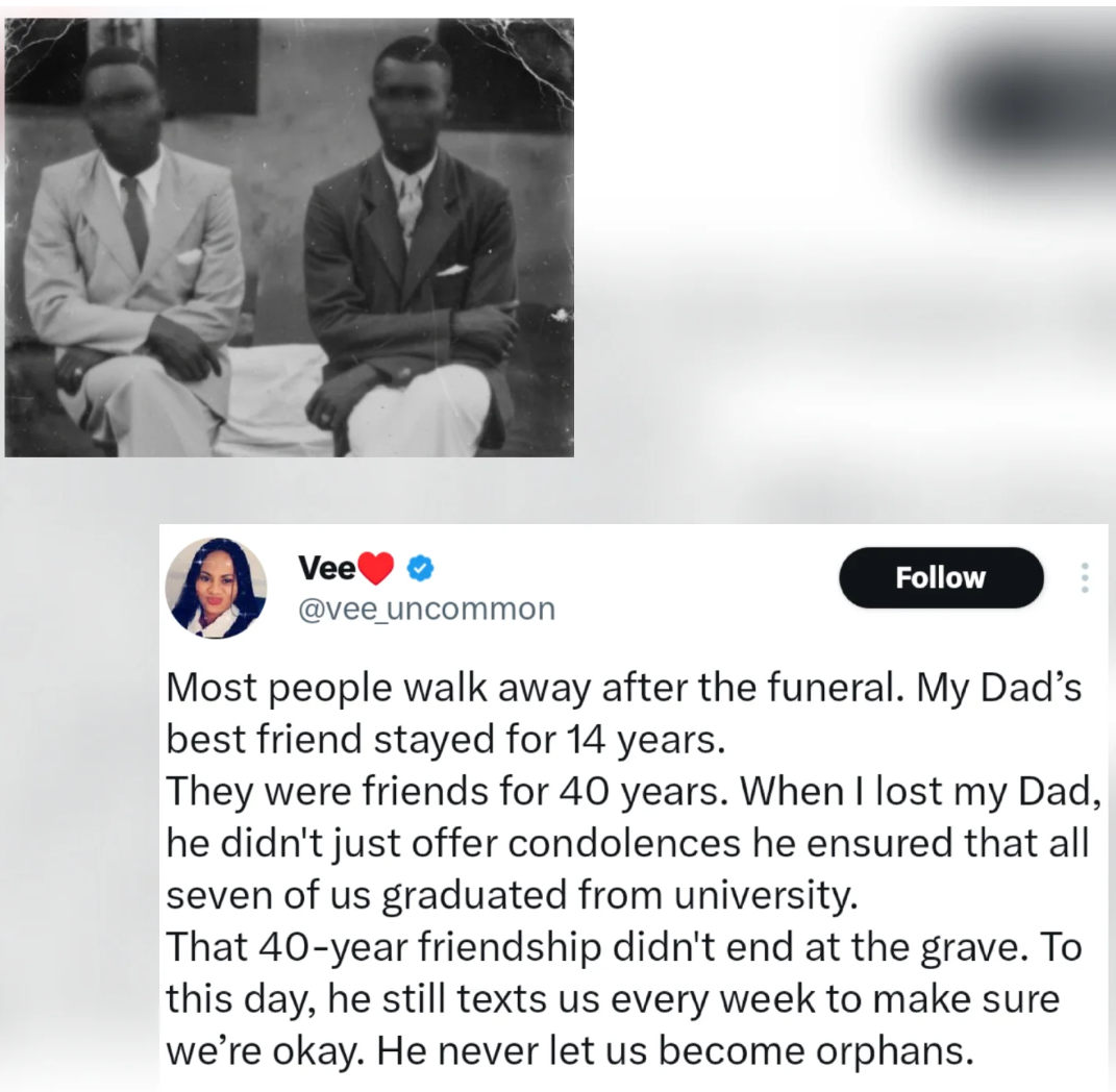    Most people walk away after the funeral  x user shares touching story of fathers friend who stayed for 14 years