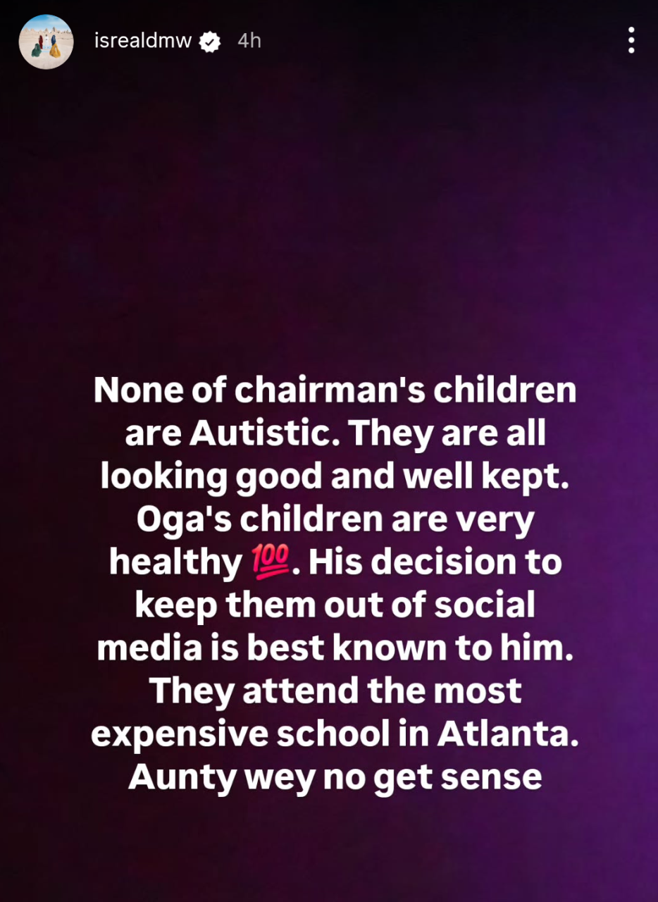 None of chairmans children are autistic Israel DMW fires back at rumor mongers