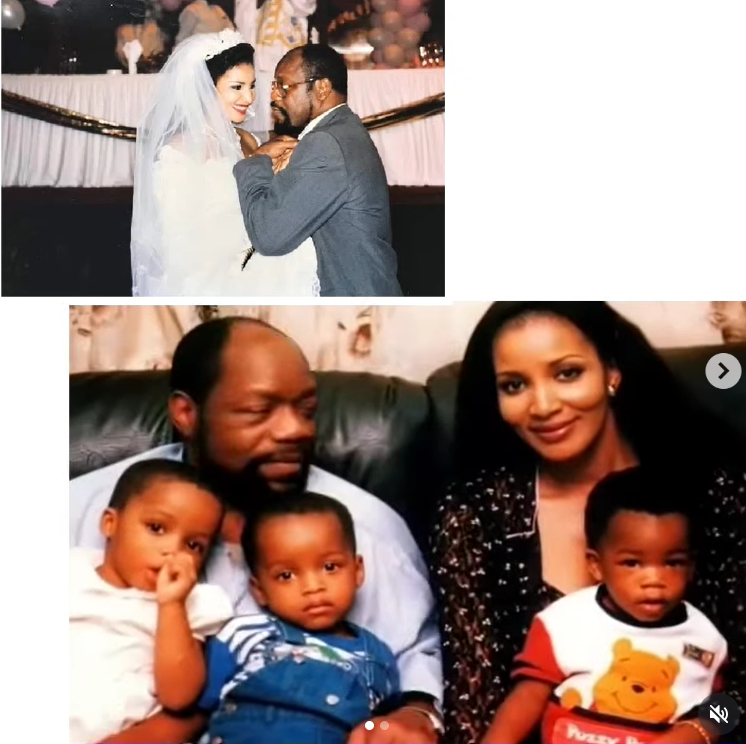 Wife of former Biafra leader Bianca Ojukwu shares recreated old family photo with her late husband and children