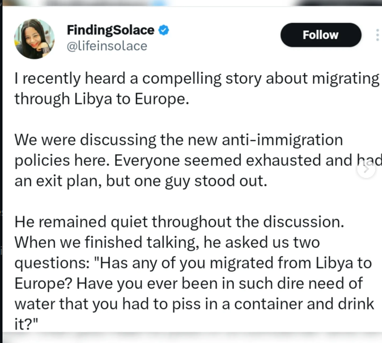 X users share harrowing accounts of LibyaEurope migration route amid immigration debates