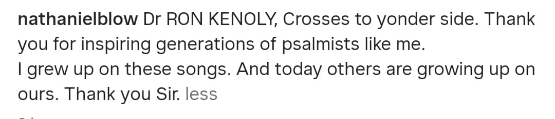Gospel Legend Ron Kenoly Is Dead