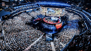 Esports betting screens at a stadium 