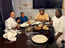 Heartwarming video showing moment Tonto Dikehs son, King Andre and his father, Olakunle, reunite