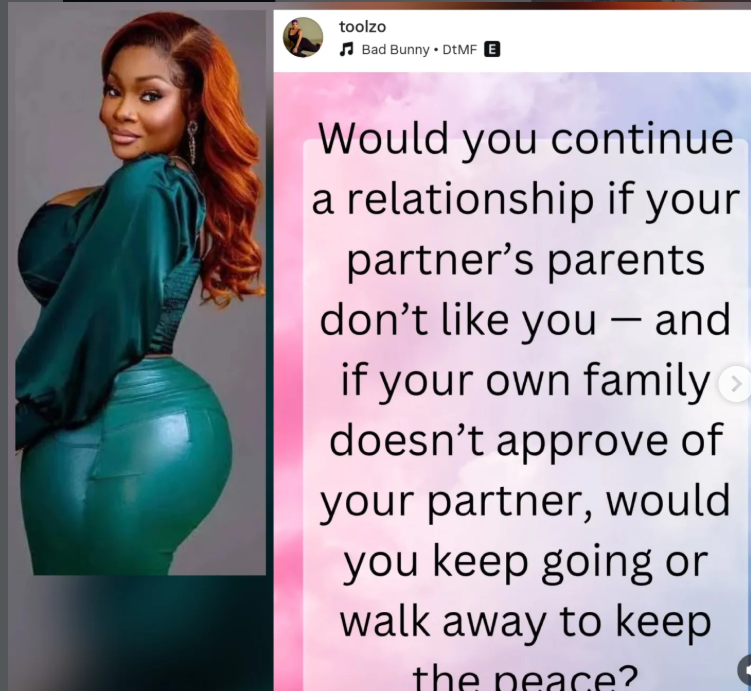 Media personality,Toolz says shed walk away if her partners mum doesnt like her, sparks debate online