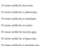 Ill never settle for a barber, yahoo boy or a poor man  nail techs list of men she says she cant marry sparks reactions online