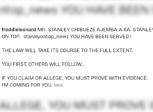 Actor Frederick Leonard petitions police over alleged defamation by Stanley On Top