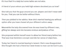 X user shares story of lady who allegedly chased her suitors away because of a friends advice