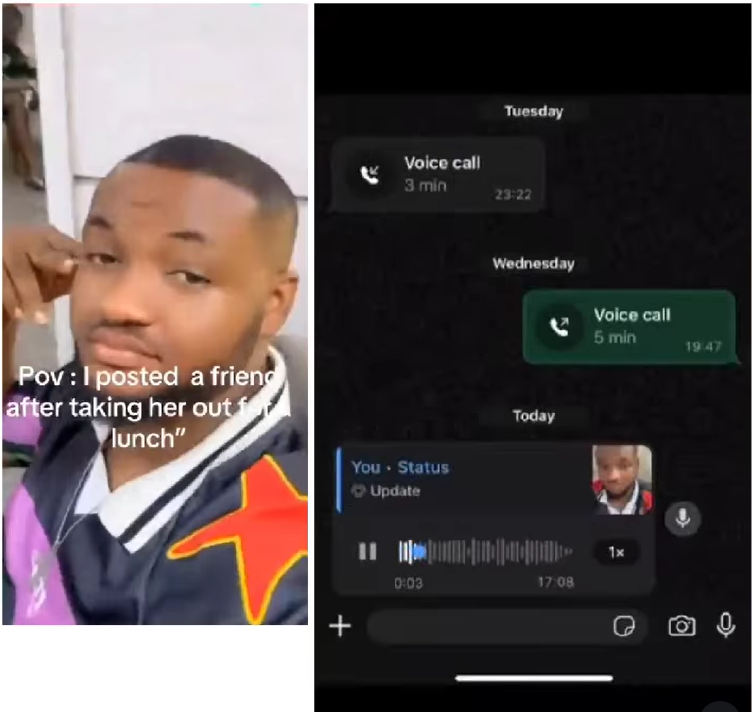 Lady blasts male friend for posting her on WhatsApp after he took her out for fried rice and egg